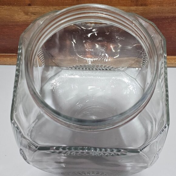 1900s Hoosier Art Deco Glass Jar Tin Lid gallon pantry storage square ribbed kit - Picture 6 of 10